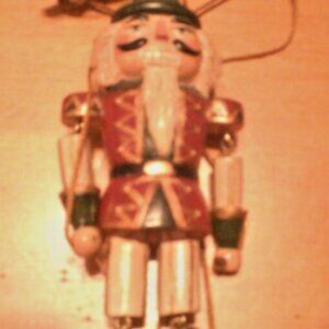 Vintage Ceramic Marionette Soldier Christmas‎ Ornament 5" High